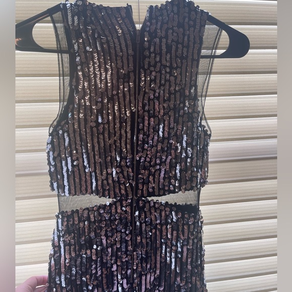 Gianni Bini black mesh peek a boo silver sequin dress - Picture 6 of 6